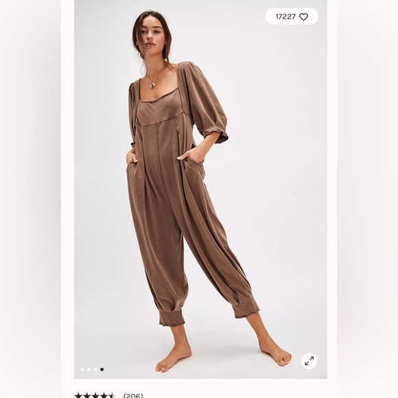 Free People - Brown “Lotta Love” jumpsuit sz Large - Intimately line - Picture 2 of 7